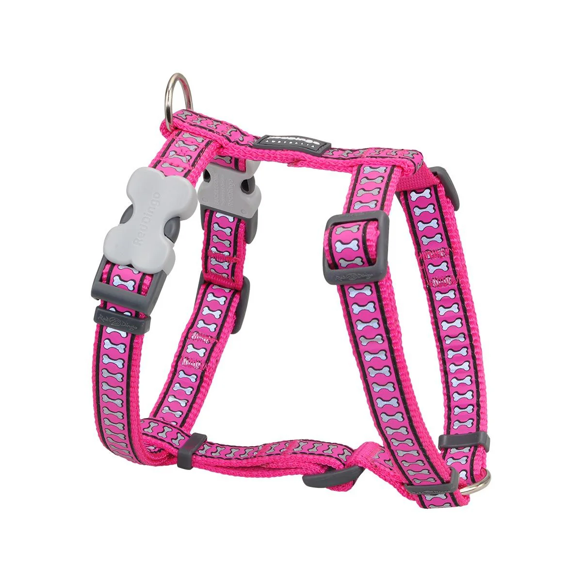 Red Dingo Dog Harness Reflective Bones Hot Pink - Image 13