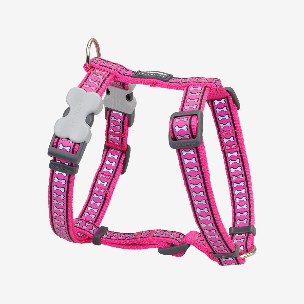 Red Dingo Dog Harness Reflective Bones Hot Pink - Image 8