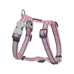 Red Dingo Dog Harness Reflective Bones Pink