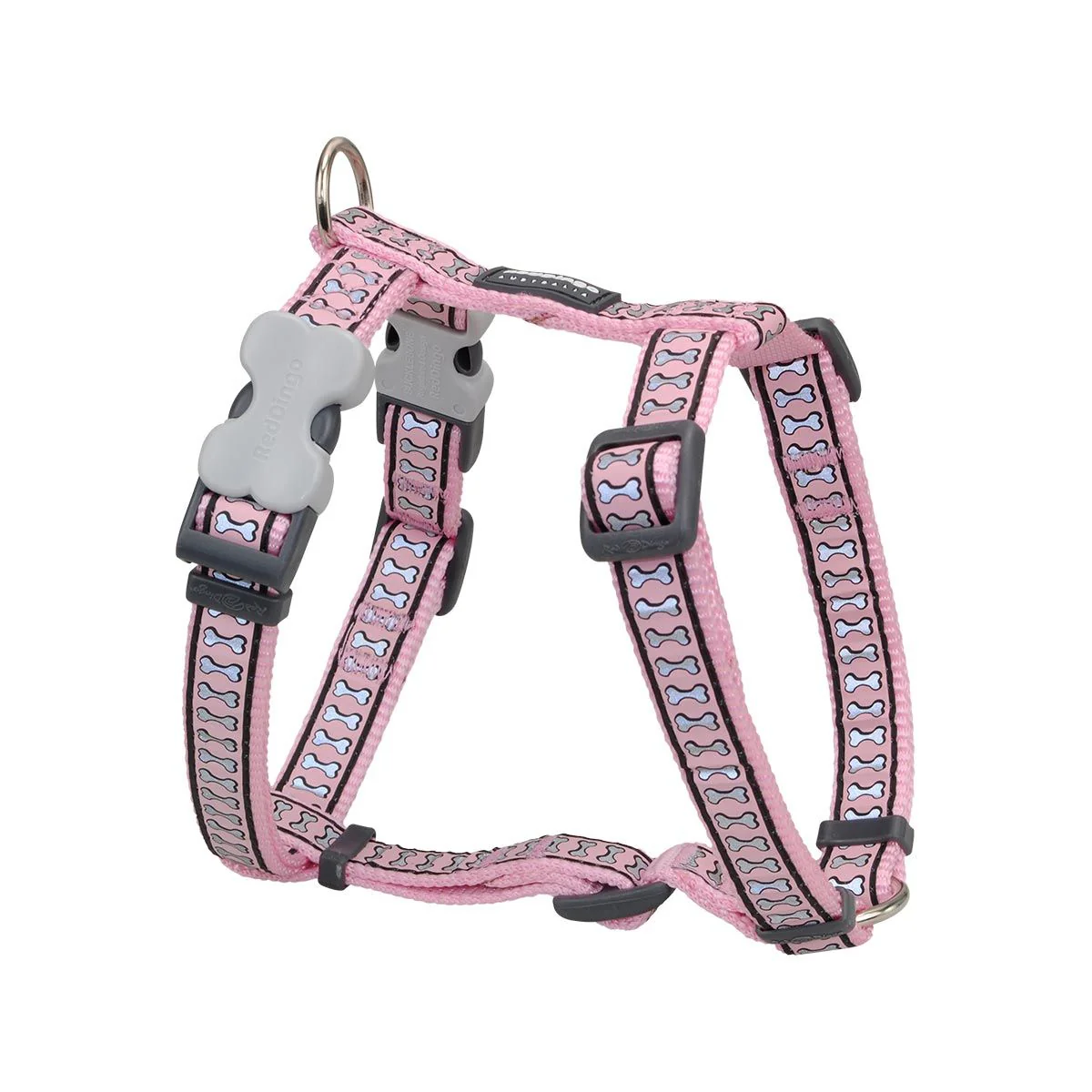 Red Dingo Dog Harness Reflective Bones Pink - Image 13