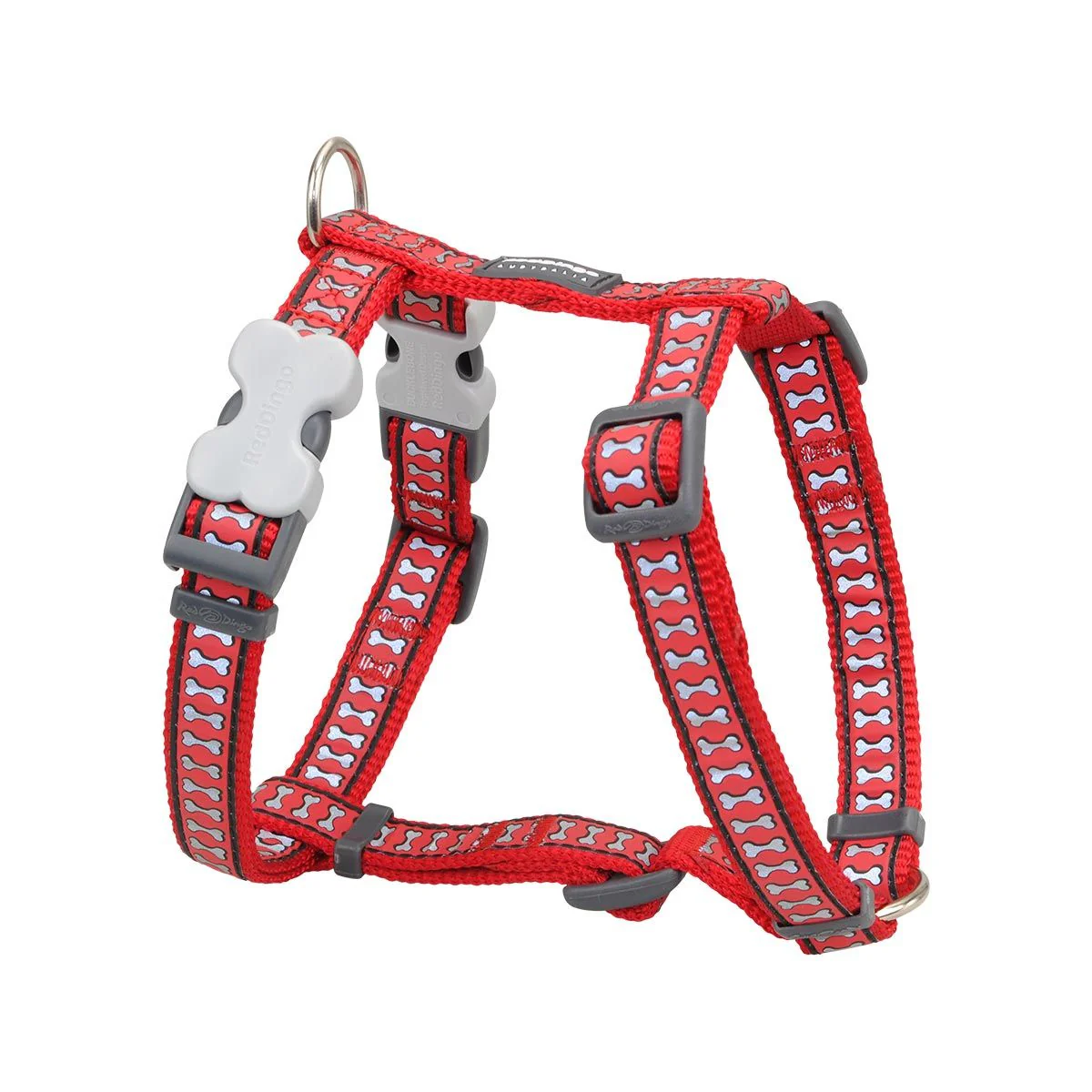 Red Dingo Dog Harness Reflective Bones Red