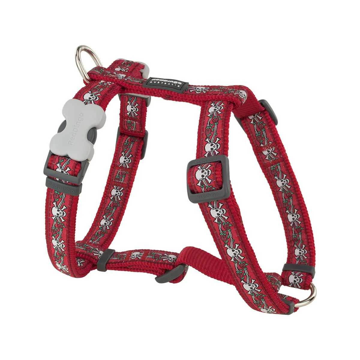 Red Dingo Dog Harness Skull And Roses Red - Image 12