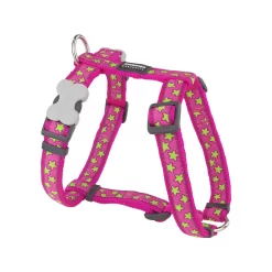 Red Dingo Dog Harness Stars Lime On Hot Pink