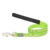 Red Dingo Dog Lead Flanno Lime Green