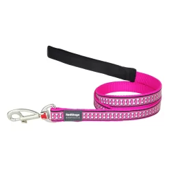 Red Dingo Dog Lead Reflective Bones Hot Pink