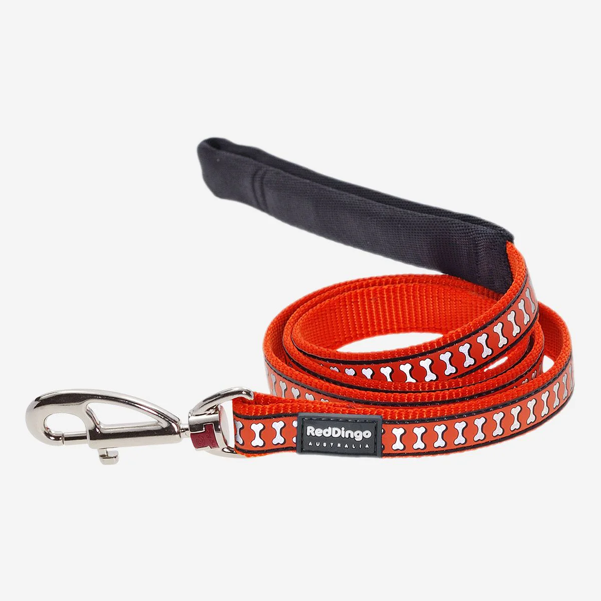 Red Dingo Dog Lead Reflective Bones Orange - Image 4