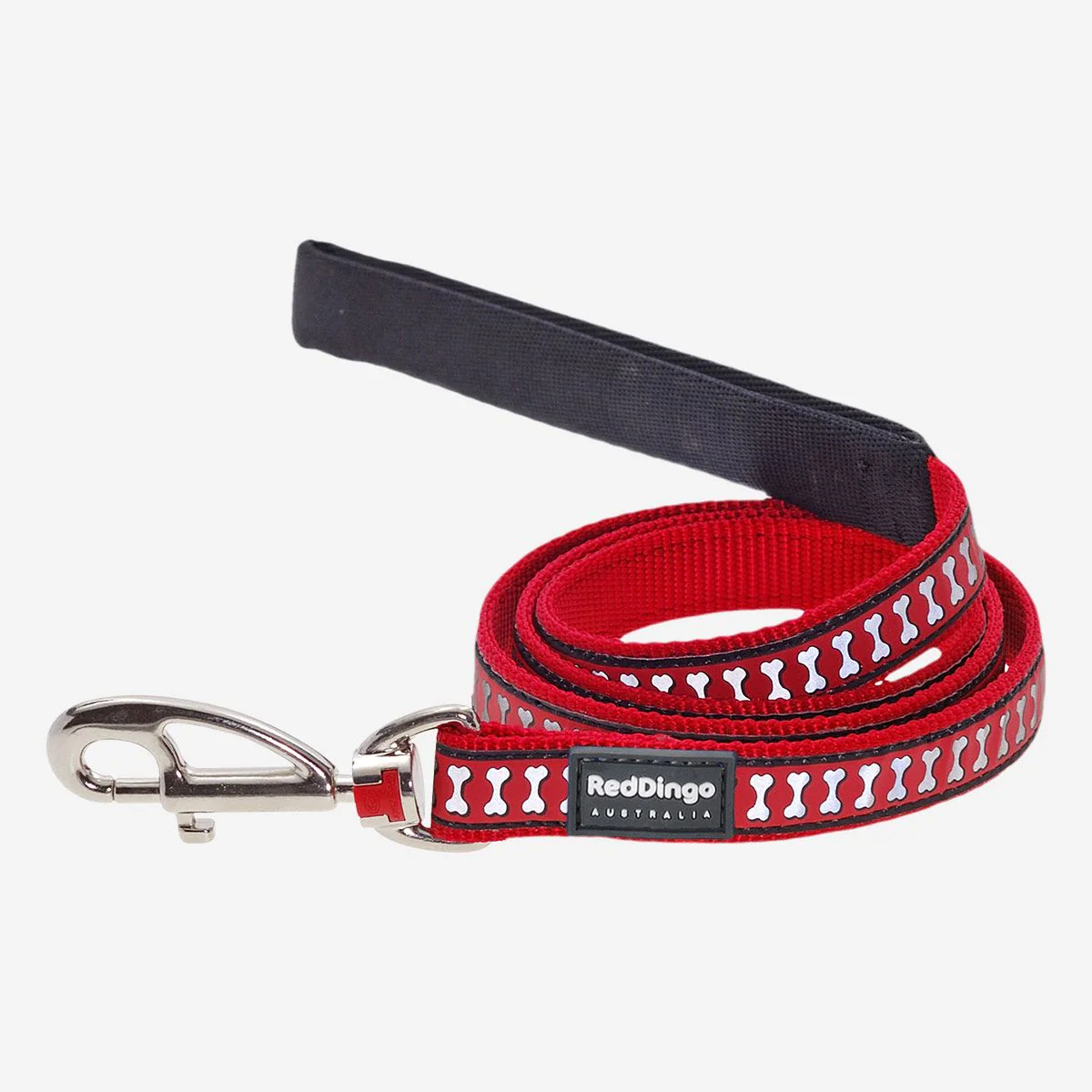 Red Dingo Dog Lead Reflective Bones Red - Image 15