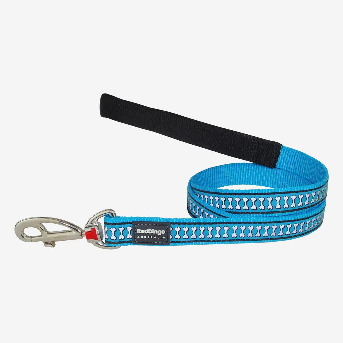 Red Dingo Dog Lead Reflective Bones Turquoise - Image 4