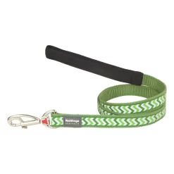 Red Dingo Dog Lead Reflective Ziggy Green