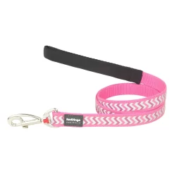Red Dingo Dog Lead Reflective Ziggy Hot Pink