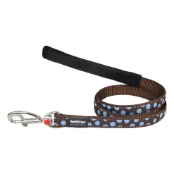 Red Dingo Dog Lead Blue Spots On Brown