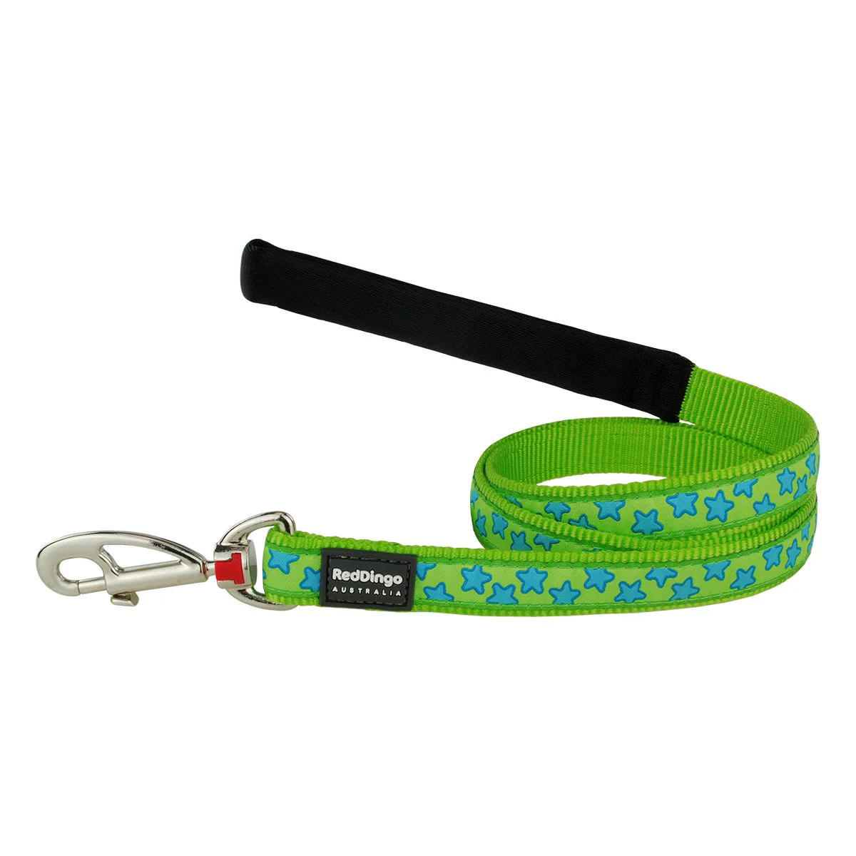 Red Dingo Dog Lead Stars Turquoise On Lime Green - Image 12