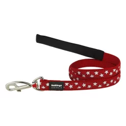 Red Dingo Dog Lead Stars White On Red