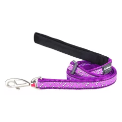Red Dingo Adjustable Dog Lead Flying Bones Purple