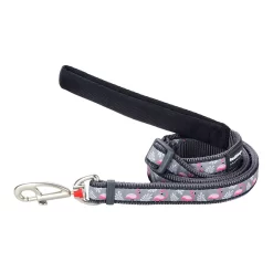 Red Dingo Adjustable Dog Lead Flamingo Cool Grey