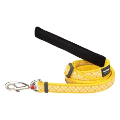 Red Dingo Adjustable Dog Lead Gingham Yellow