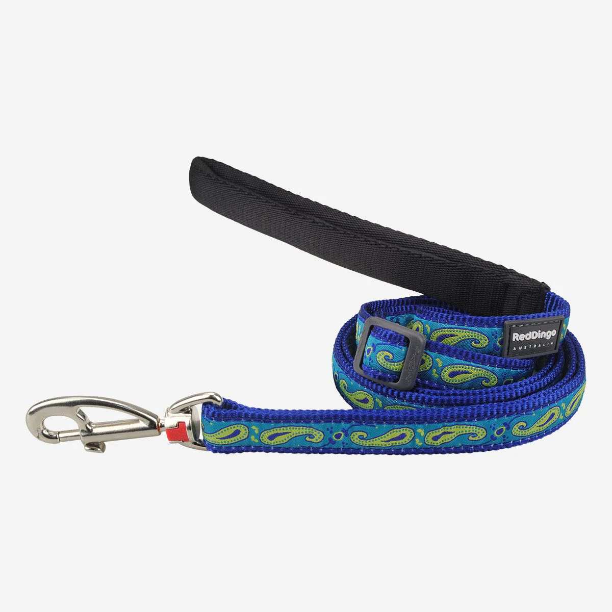 Red Dingo Adjustable Dog Lead Paisley Blue With Green Dark Blue - Image 10