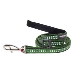 Red Dingo Adjustable Dog Lead Reflective Bones Green
