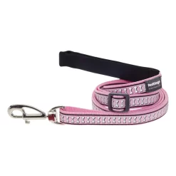 Red Dingo Adjustable Dog Lead Reflective Bones Pink