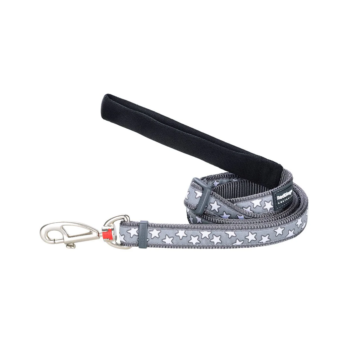 Red Dingo Adjustable Dog Lead Stars Cool Grey