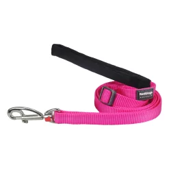 Red Dingo Adjustable Dog Lead Plain Hot Pink