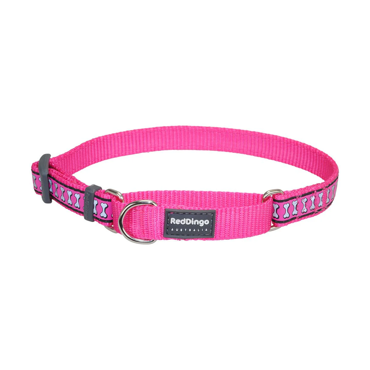Red Dingo Martingale Dog Collar Reflective Bones Hot Pink - Image 4