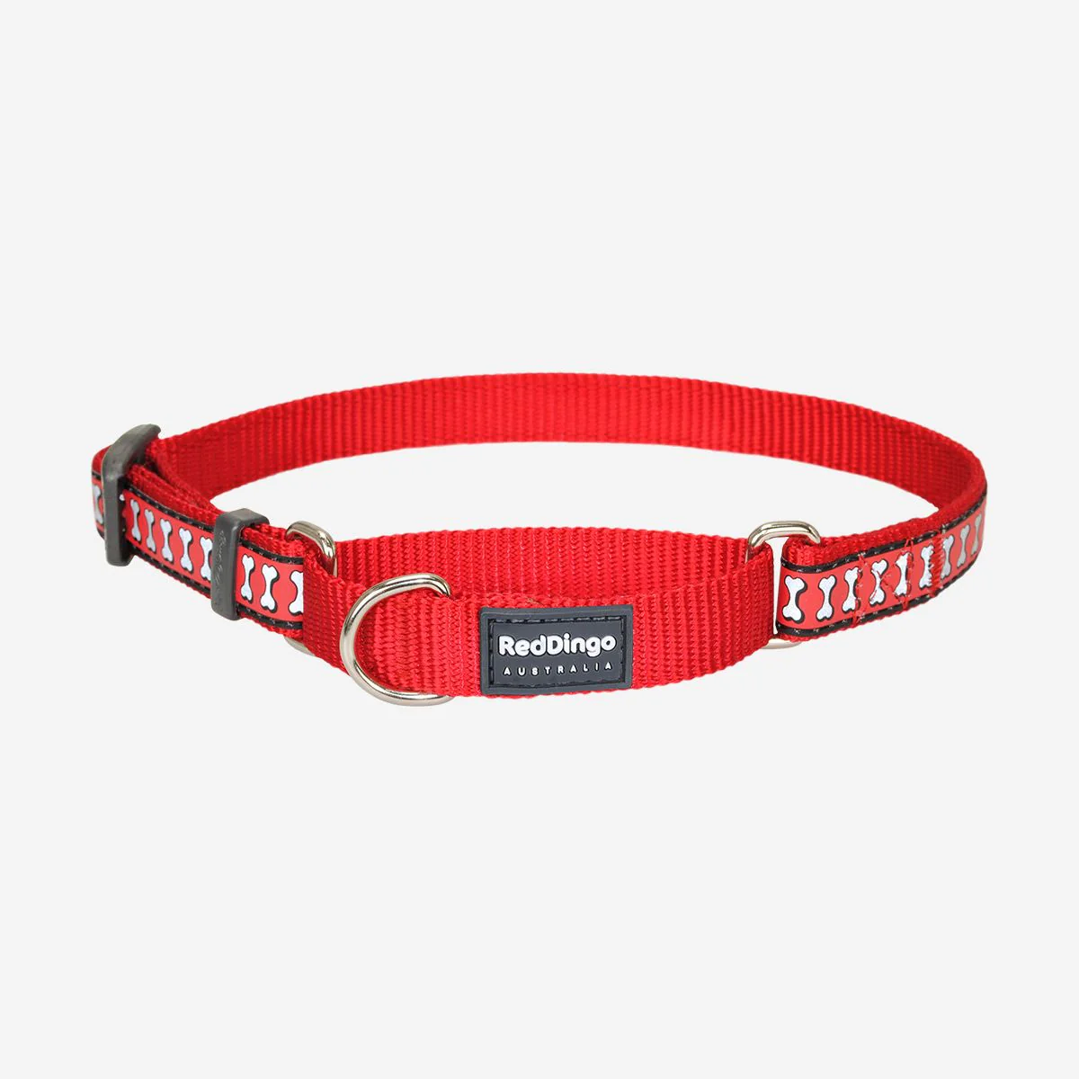 Red Dingo Martingale Dog Collar Reflective Bones Red - Image 5
