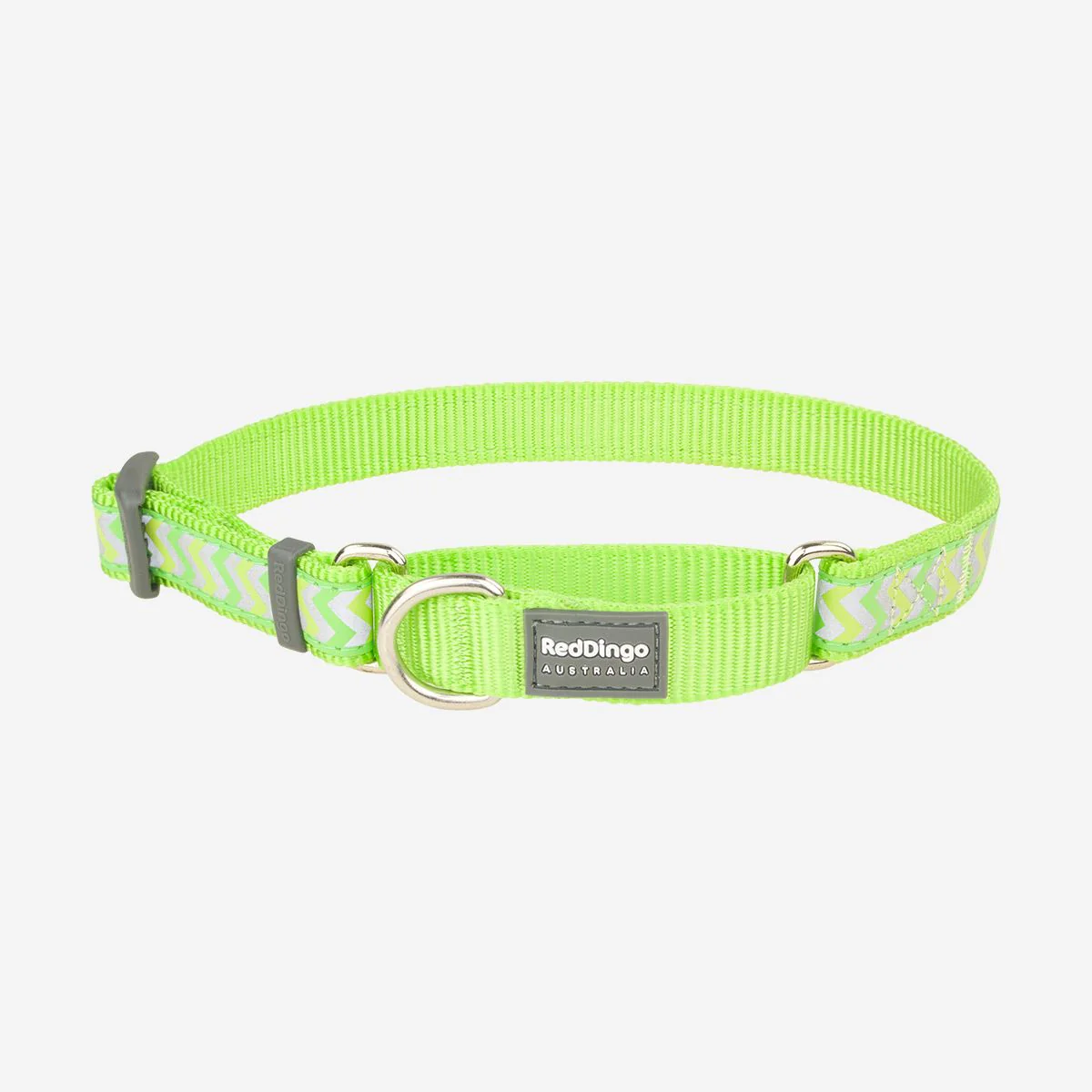 Red Dingo Martingale Dog Collar Reflective Ziggy Lime Green - Image 11