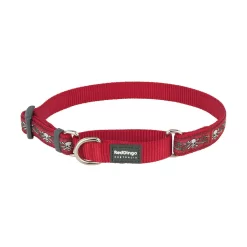 Red Dingo Martingale Dog Collar Skull And Roses Red