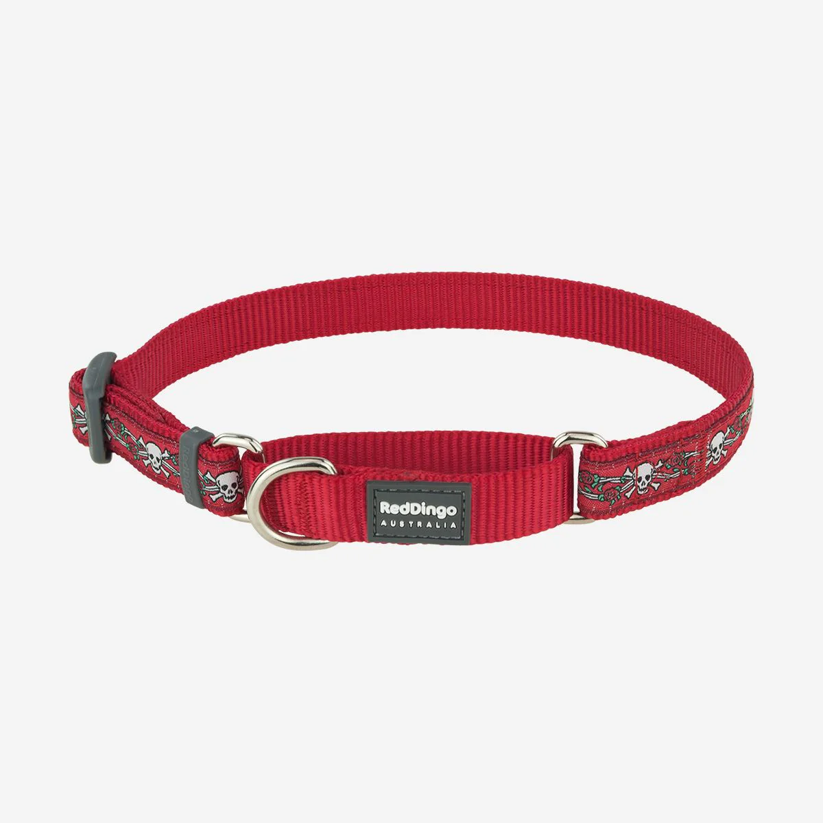 Red Dingo Martingale Dog Collar Skull And Roses Red - Image 10