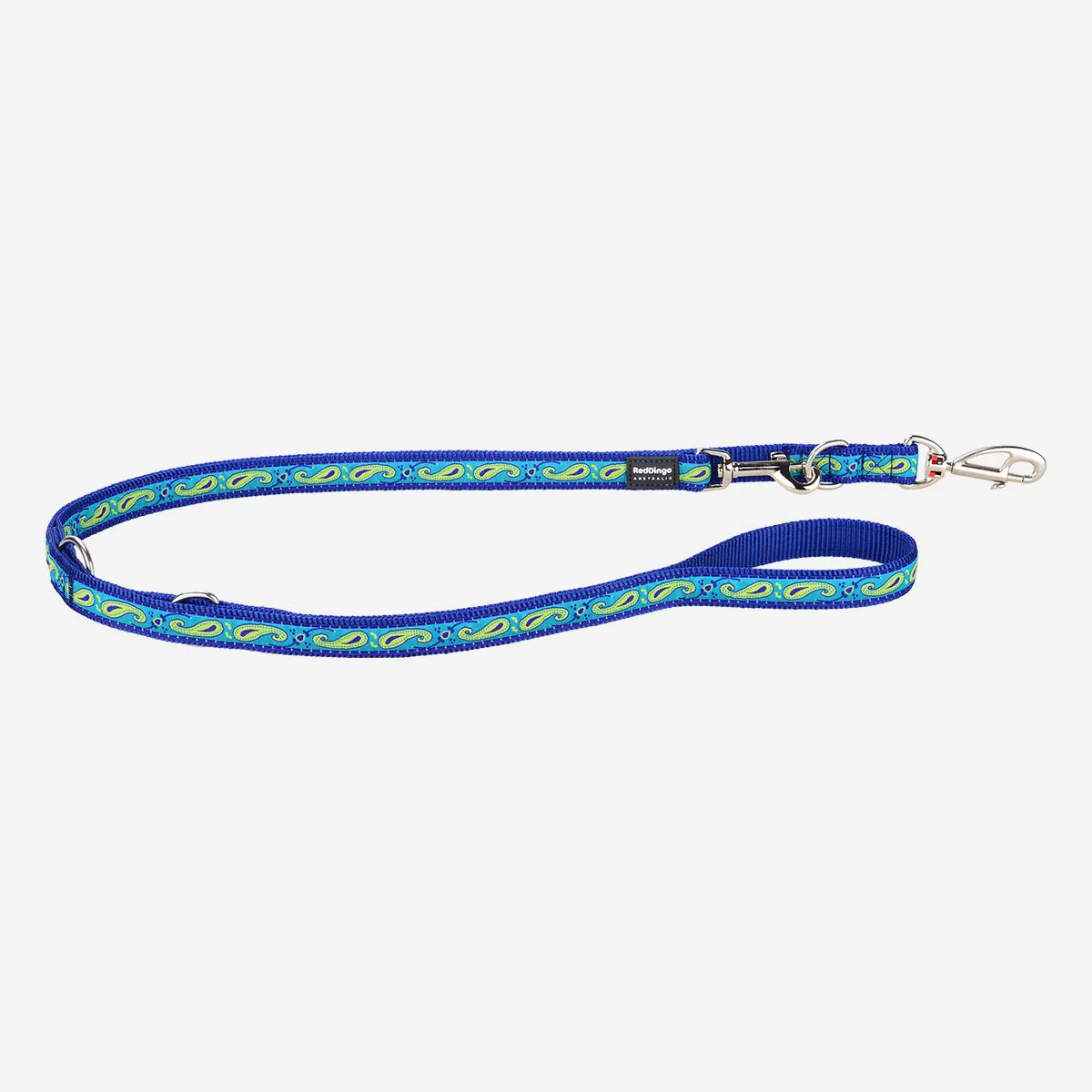 Red Dingo Multipurpose Dog Lead Paisley Blue With Green Dark Blue - Image 7