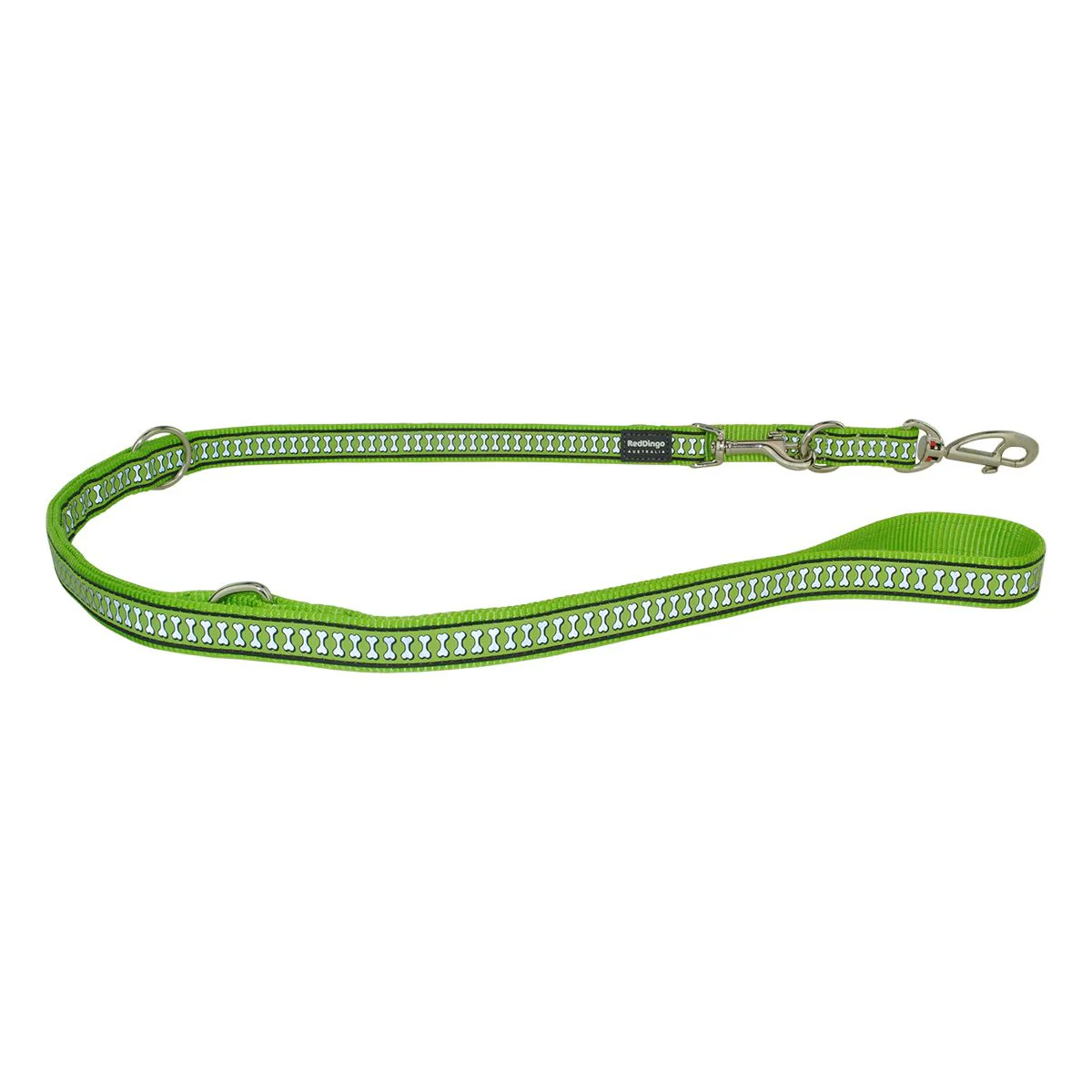 Red Dingo Multipurpose Dog Lead Reflective Bones Lime Green - Image 12