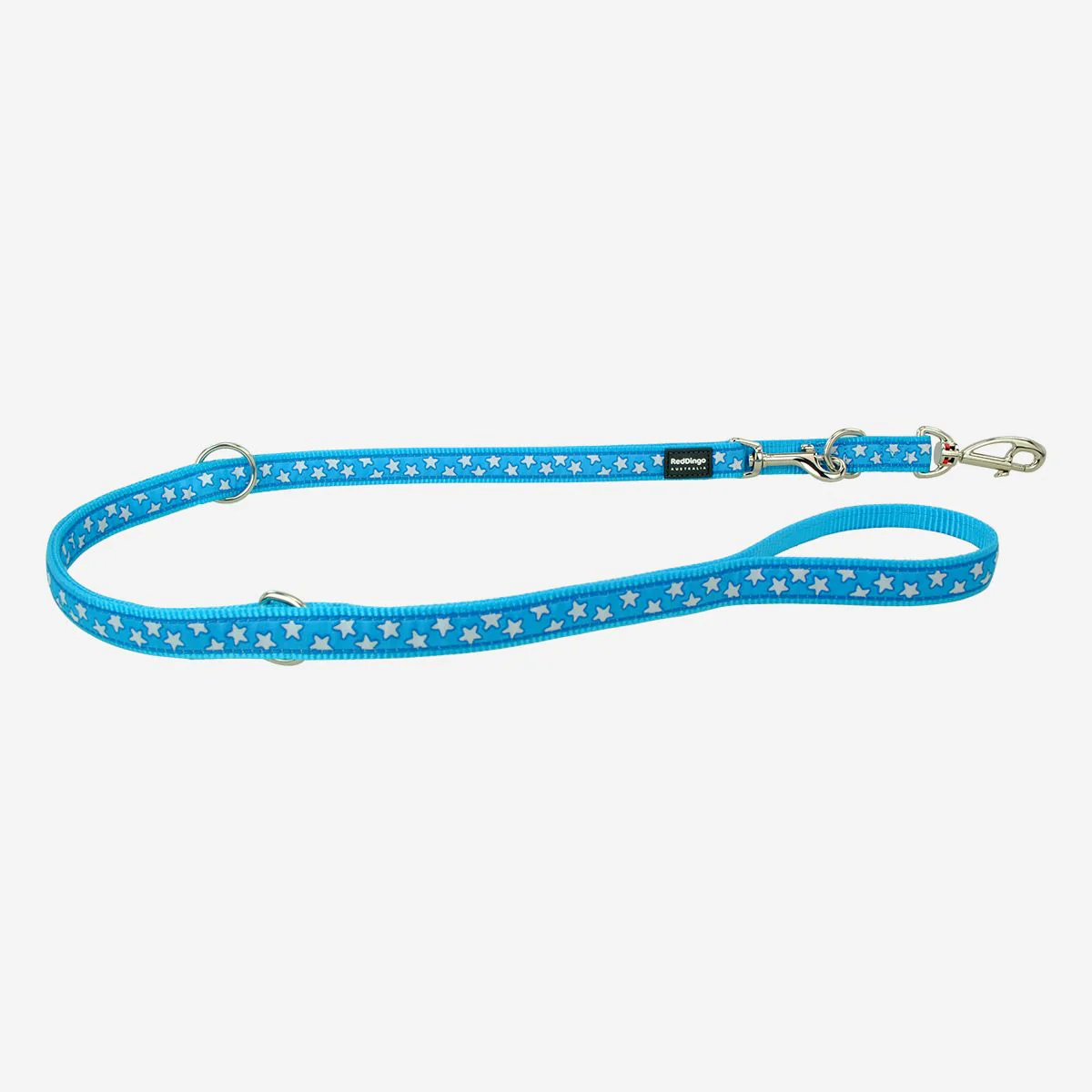 Red Dingo Multipurpose Dog Lead Stars White On Turquoise - Image 4