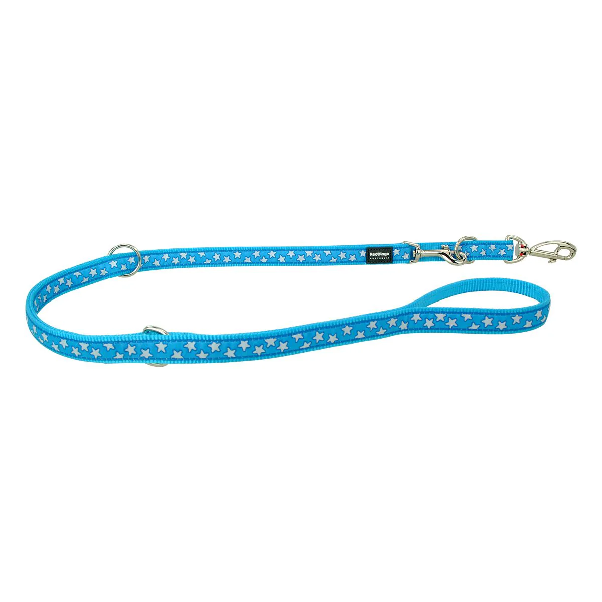 Red Dingo Multipurpose Dog Lead Stars White On Turquoise