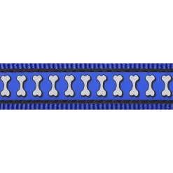Red Dingo Dog Lead Reflective Bones Dark Blue
