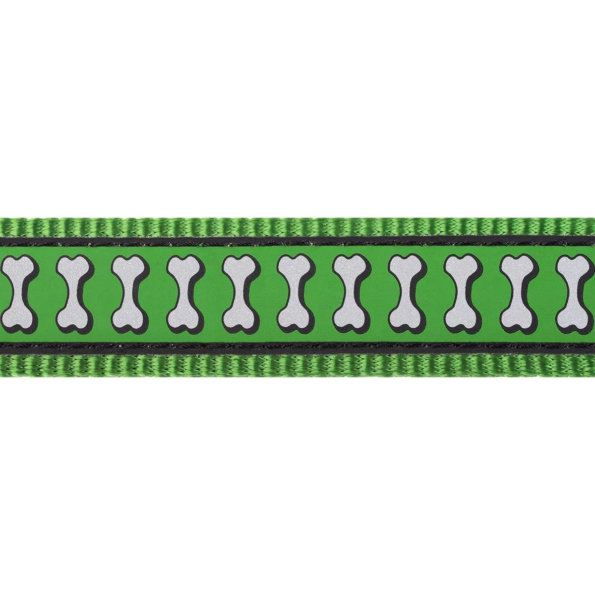 Red Dingo Dog Lead Reflective Bones Green - Image 2