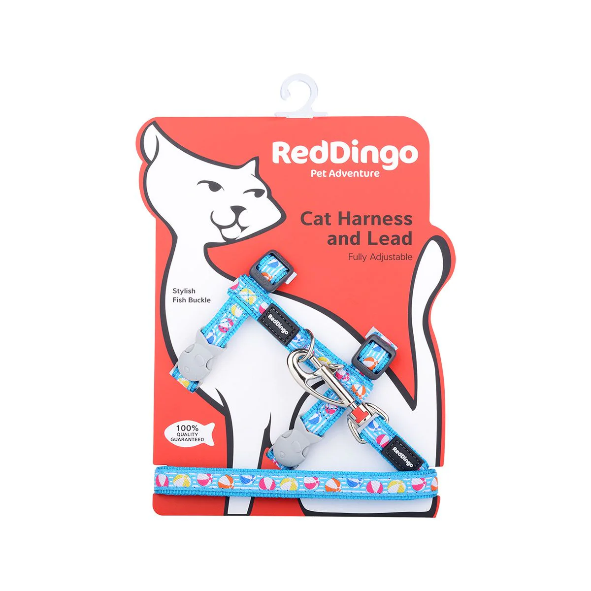 Red Dingo Cat Harness And Lead Beach Ball Turquoise