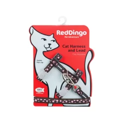 Red Dingo Cat Harness And Lead Pink Spots On Brown